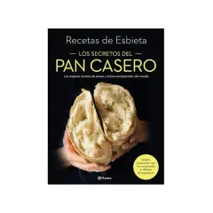 Portada de libro "Los secretos del pan casero" de Esbieta, con un pan artesanal abierto en las manos.