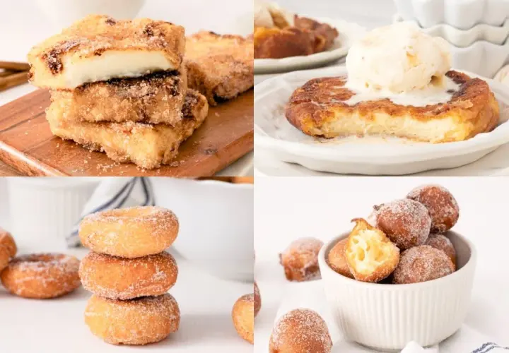 Dulces de Semana Santa: torrijas, buñuelos y rosquillas espolvoreados con azúcar y canela, perfectos para disfrutar en familia.