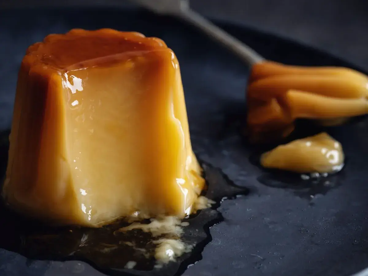 Delicioso flan casero con caramelo líquido, listo para disfrutar. Una receta fácil y tentadora.